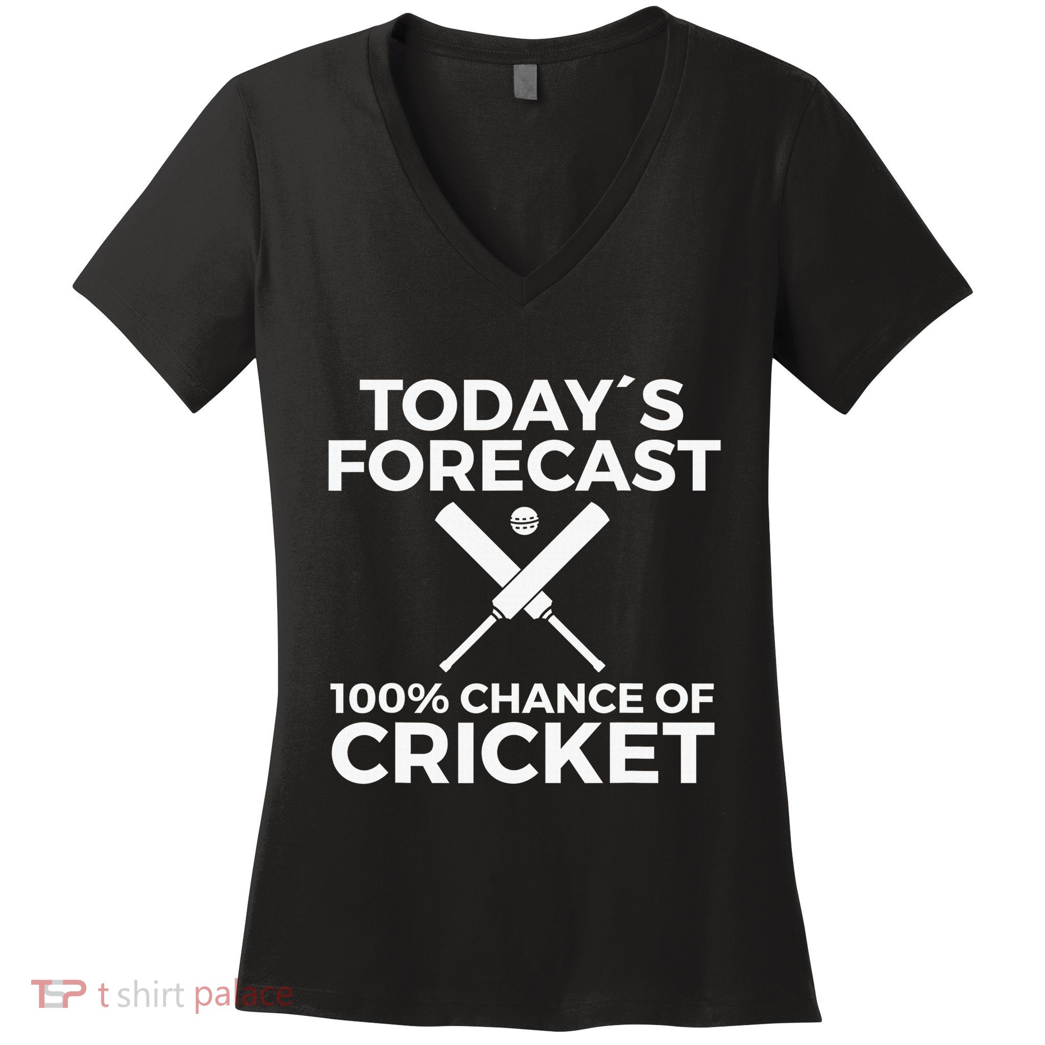 Cricket Bat Cricket Ball Indian Flag India Cricket Women's V-Neck T-Shirt