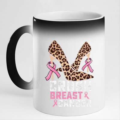 Crush Breast Cancer Warrior  Mom High Heels Pink Ribbon 11oz Black Color Changing Mug