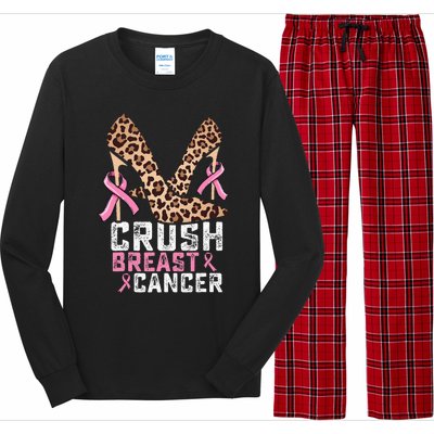 Crush Breast Cancer Warrior  Mom High Heels Pink Ribbon Long Sleeve Pajama Set