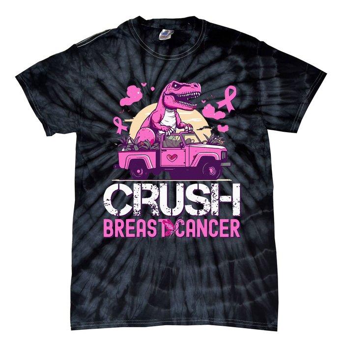 Crush Breast Cancer Awareness Monster Truck Tie-Dye T-Shirt