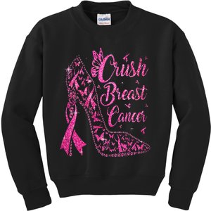 Crush Breast Cancer Awareness Bling Kids Sweatshirt