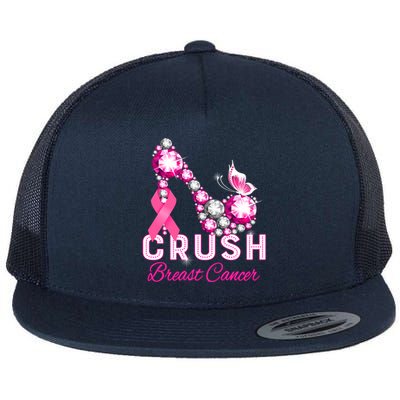 Crush Breast Cancer Warrior Support Breast Cancer Awareness Great Gift Flat Bill Trucker Hat