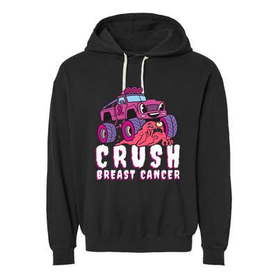 Crush Breast Cancer Awareness Monster Truck October Pink Garment-Dyed Fleece Hoodie