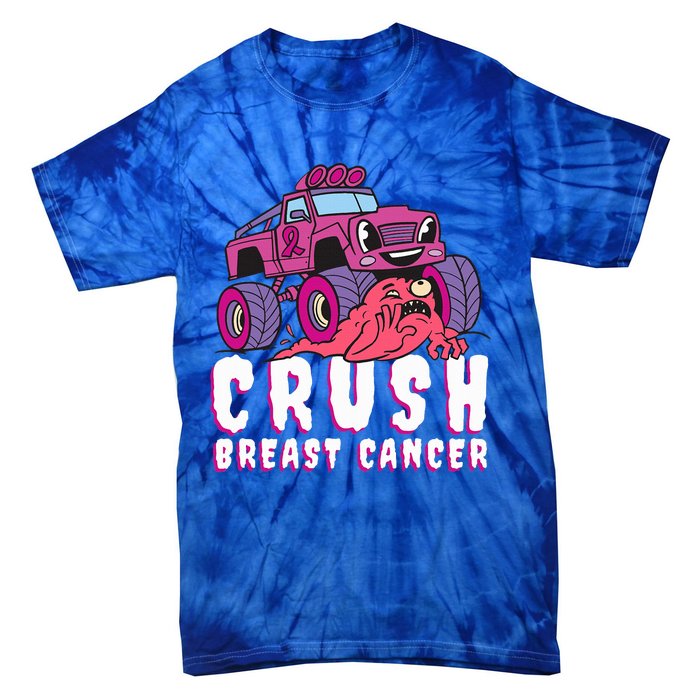 Crush Breast Cancer Awareness Monster Truck October Pink Tie-Dye T-Shirt