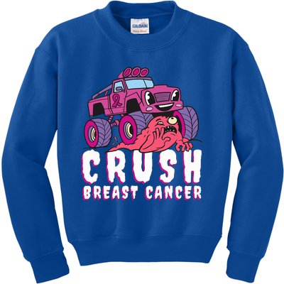 Crush Breast Cancer Awareness Monster Truck October Pink Kids Sweatshirt