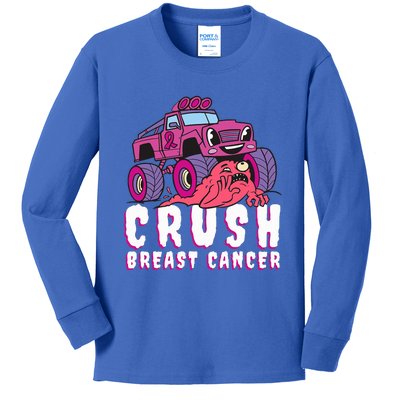 Crush Breast Cancer Awareness Monster Truck October Pink Kids Long Sleeve Shirt