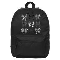 Coquette Bow Checkered Flag Race Car Racing Women Cute 16 in Basic Backpack