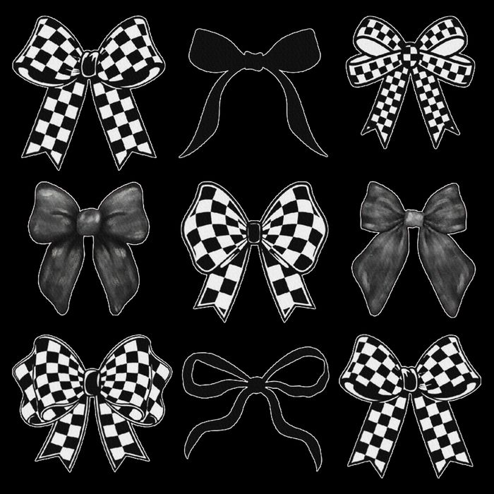 Coquette Bow Checkered Flag Race Car Racing Women Cute 16 in Basic Backpack
