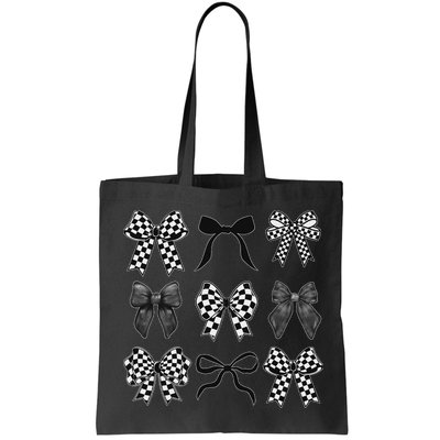 Coquette Bow Checkered Flag Race Car Racing Women Cute Bag