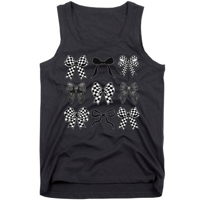 Coquette Bow Checkered Flag Race Car Racing Women Cute Tank Top