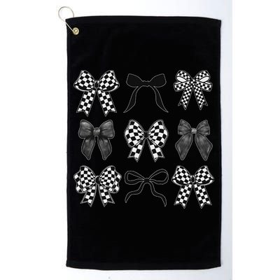 Coquette Bow Checkered Flag Race Car Racing Women Cute Golf Towel
