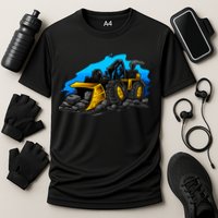 Cartoon Bulldozer Cooling Performance Crew T-Shirt