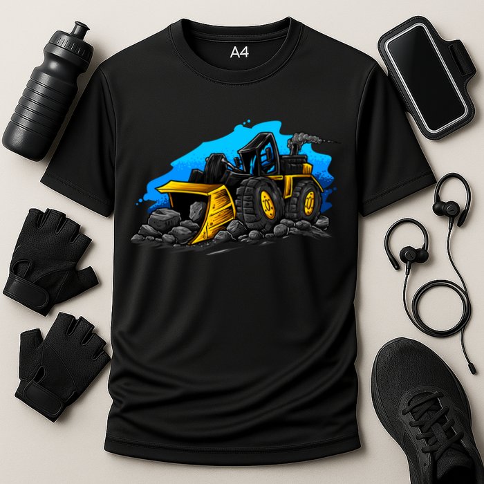 Cartoon Bulldozer Cooling Performance Crew T-Shirt