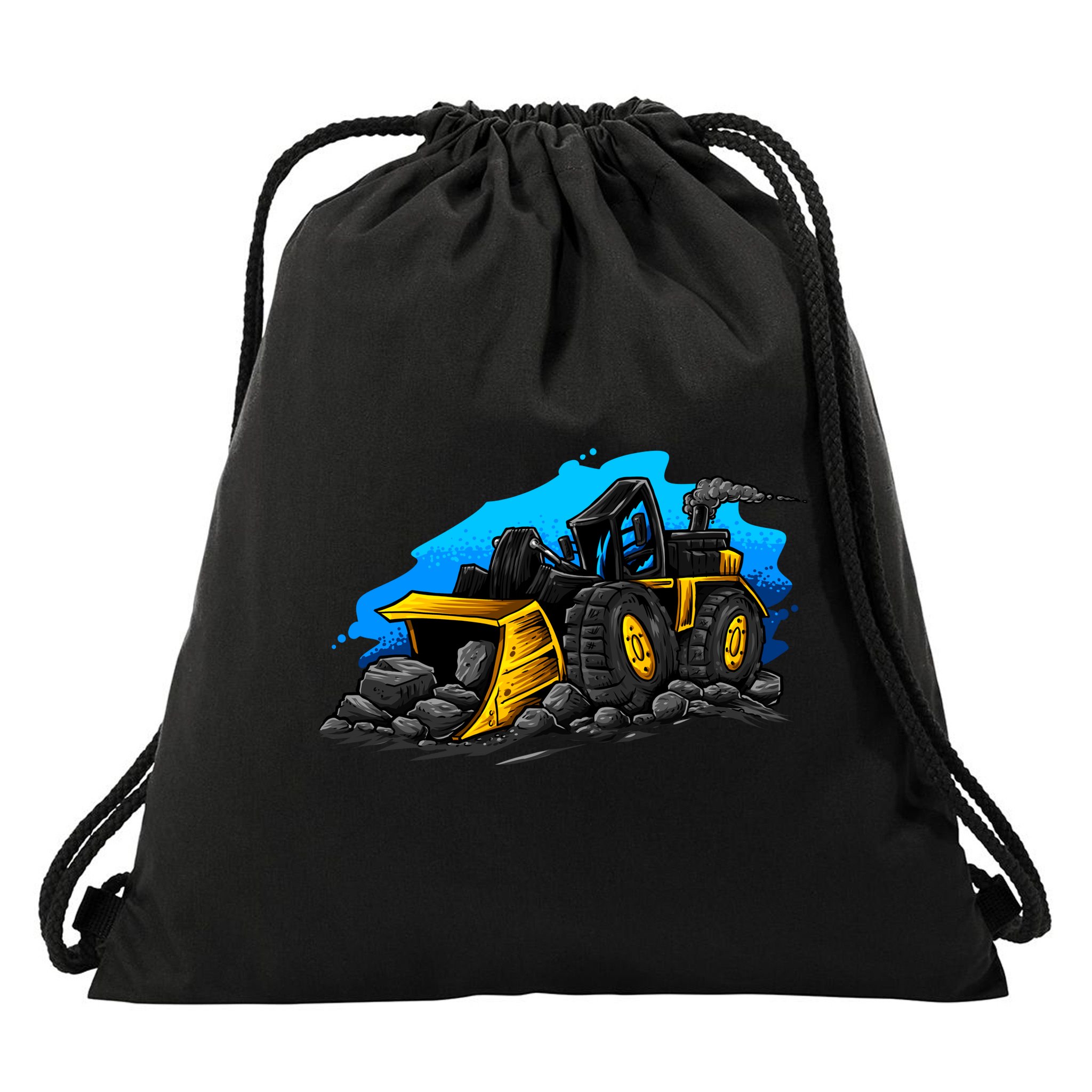 Cartoon Bulldozer Drawstring Bag