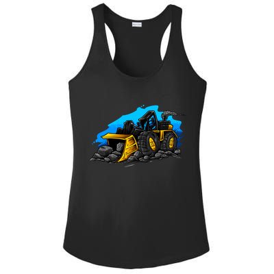 Cartoon Bulldozer Ladies PosiCharge Competitor Racerback Tank
