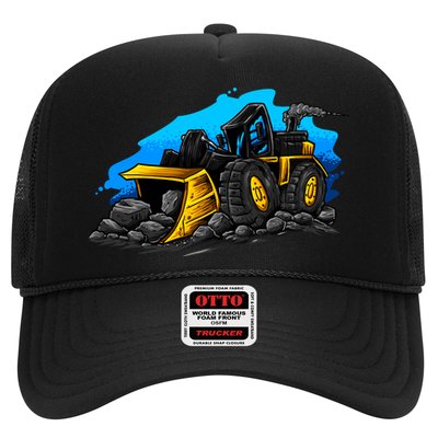 Cartoon Bulldozer Trucker Hat