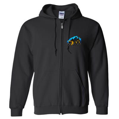 Cartoon Bulldozer Full Zip Hoodie