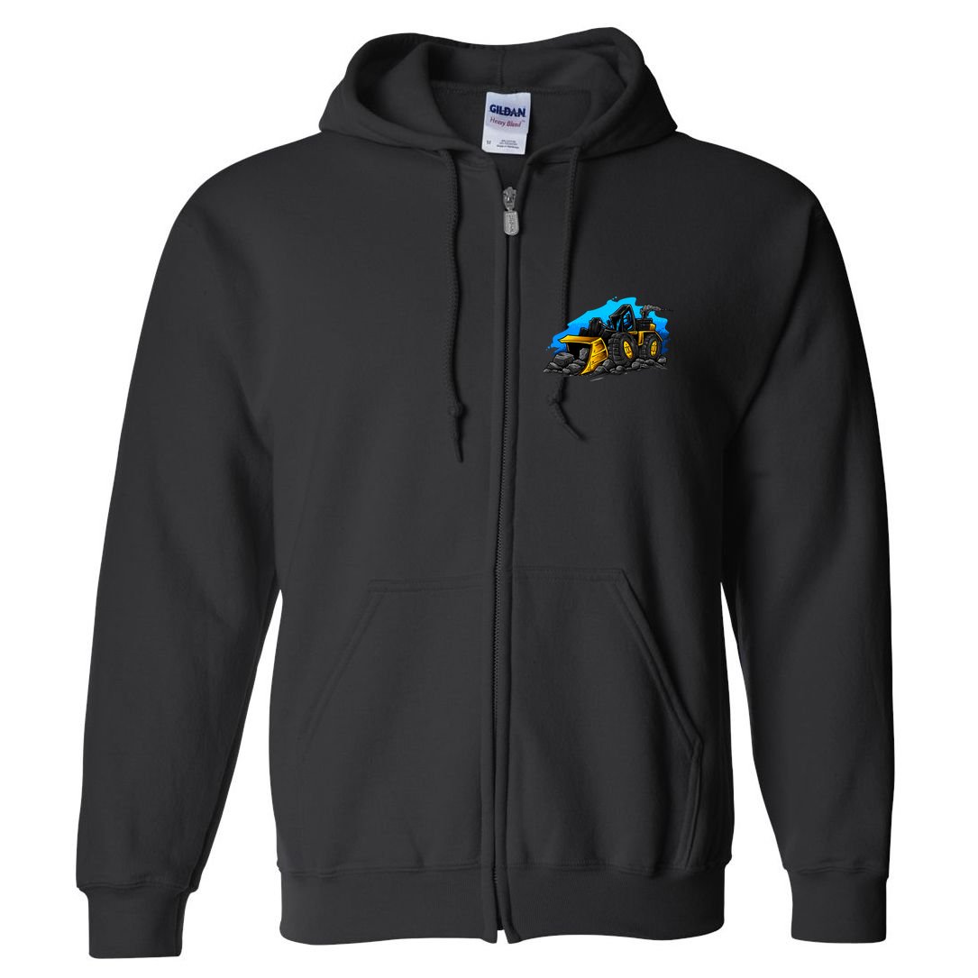 Cartoon Bulldozer Full Zip Hoodie