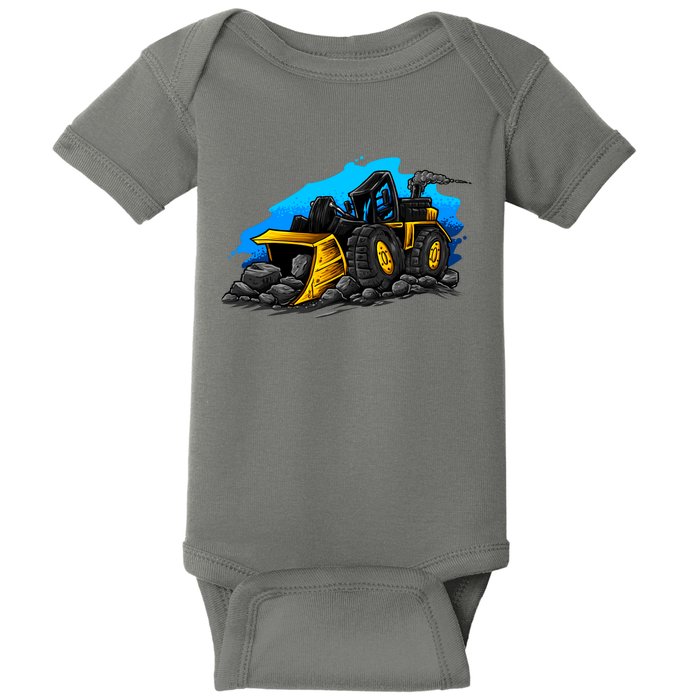 Cartoon Bulldozer Baby Bodysuit