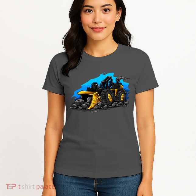 Cartoon Bulldozer Womens T-Shirt