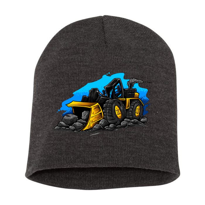 Cartoon Bulldozer Short Acrylic Beanie