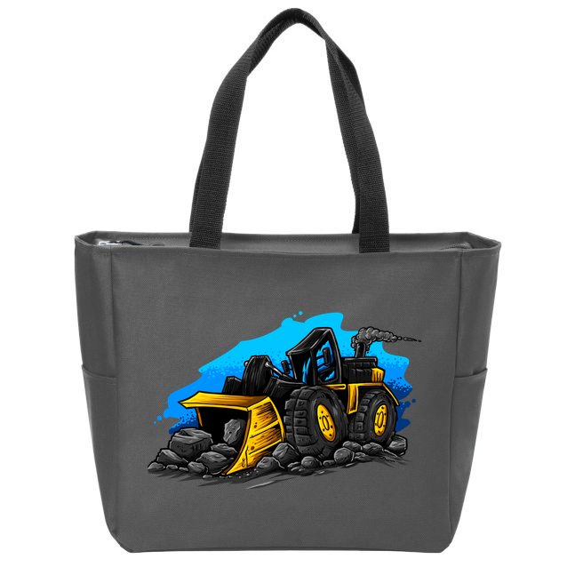 Cartoon Bulldozer Zip Tote Bag