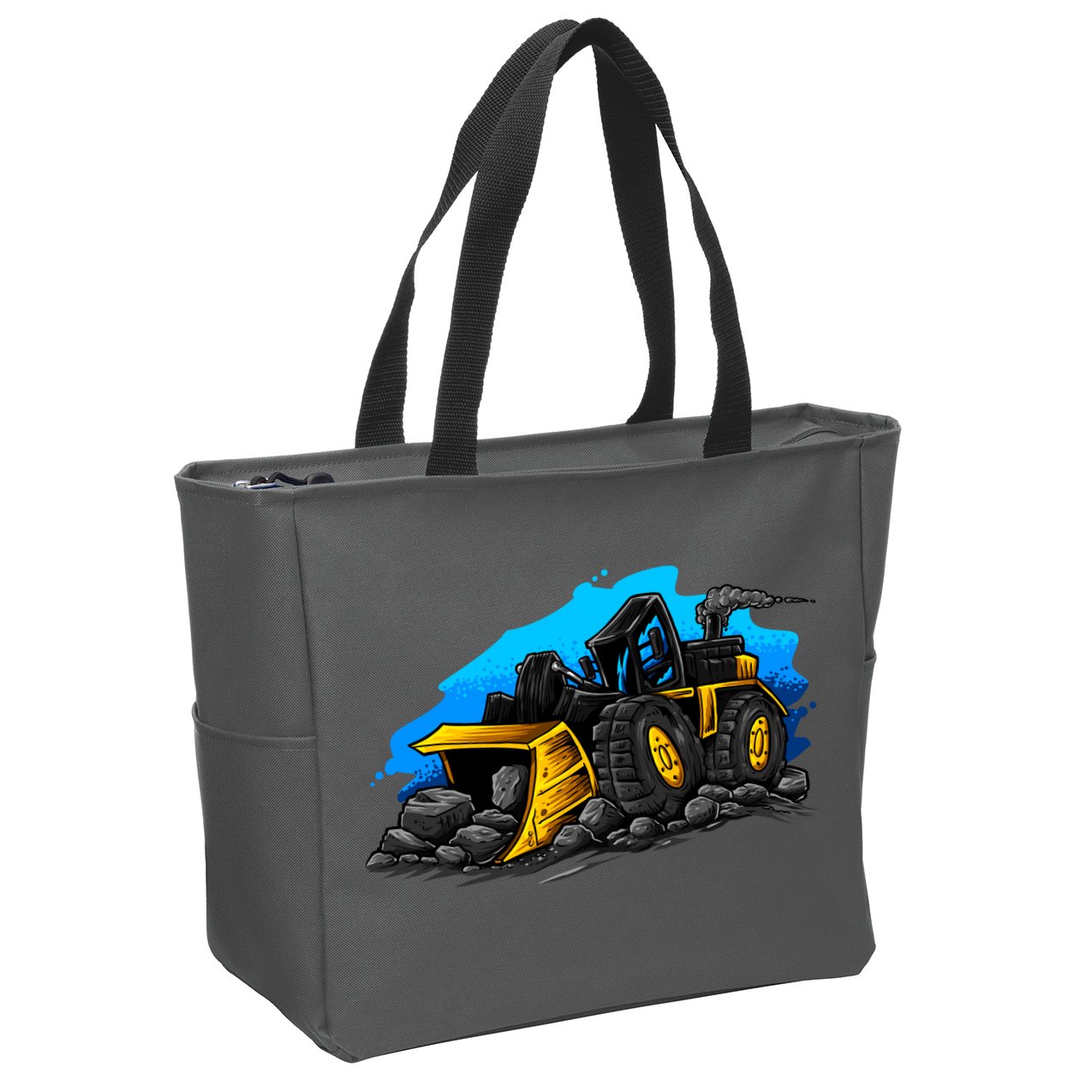 Cartoon Bulldozer Zip Tote Bag