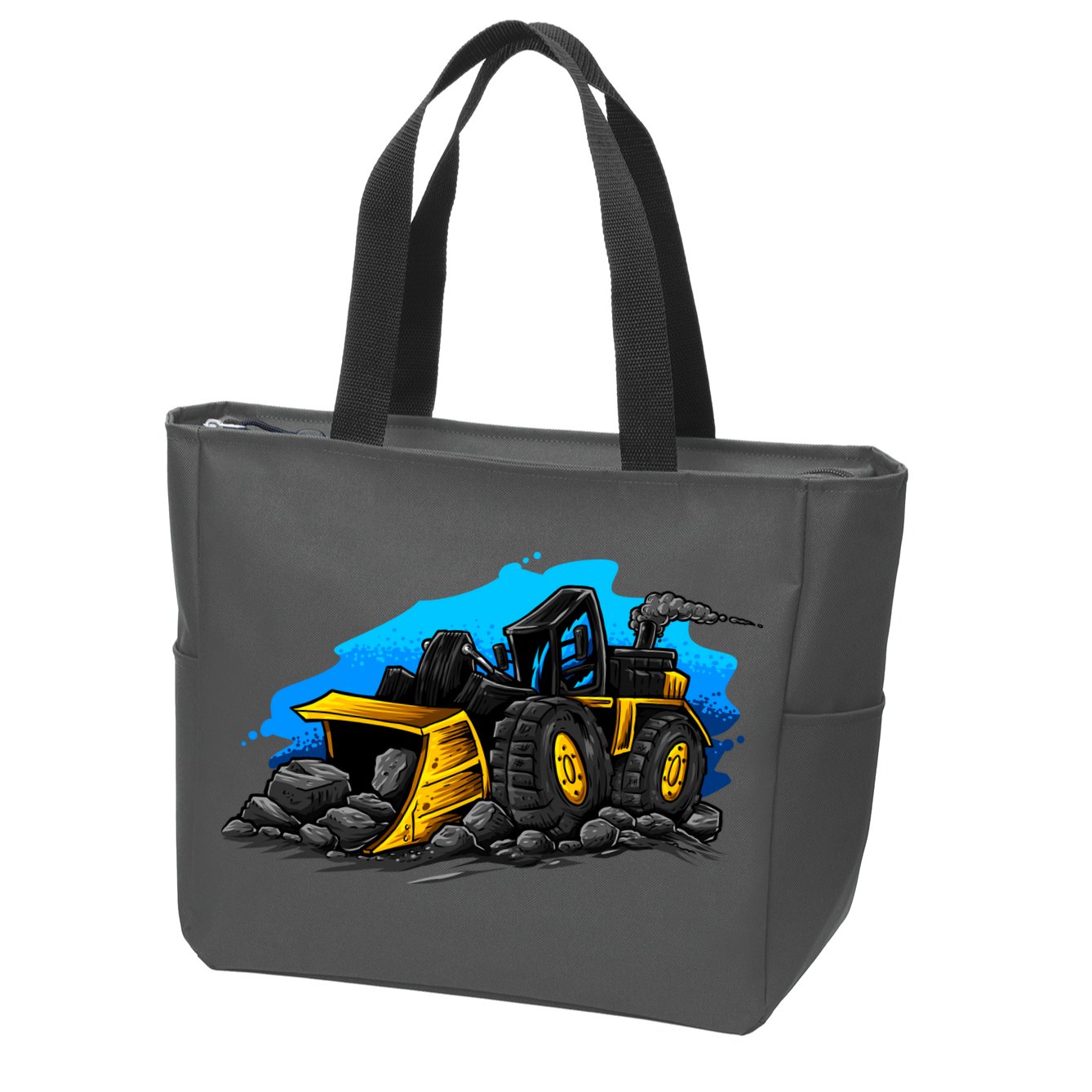 Cartoon Bulldozer Zip Tote Bag