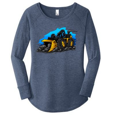 Cartoon Bulldozer Women's Perfect Tri Tunic Long Sleeve Shirt