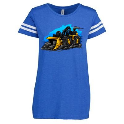 Cartoon Bulldozer Enza Ladies Jersey Football T-Shirt