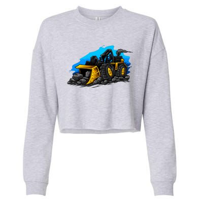 Cartoon Bulldozer Cropped Pullover Crew