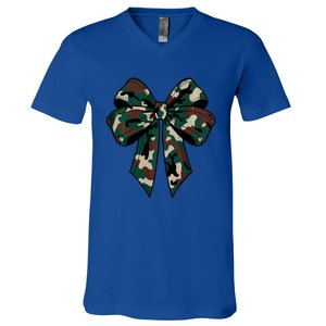 Coquette Bow Camouflage V-Neck T-Shirt