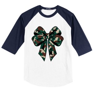 Coquette Bow Camouflage Baseball Sleeve Shirt