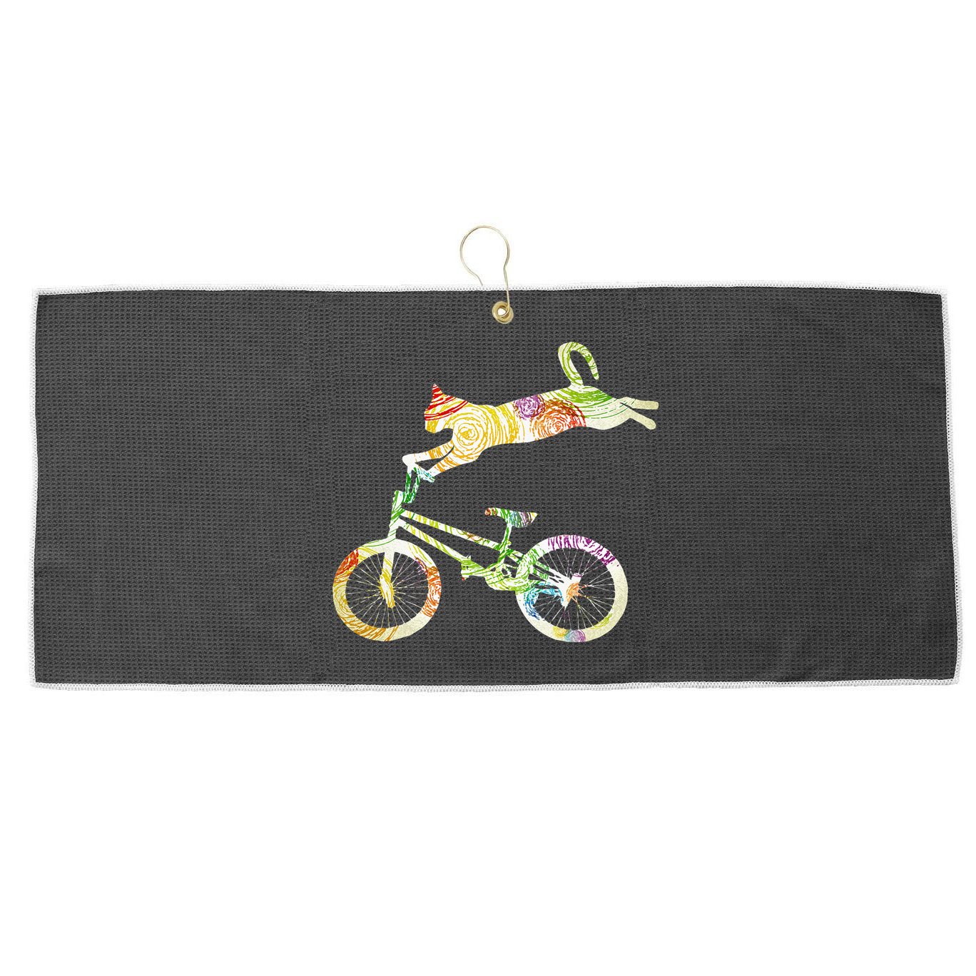 Cat Bike Cycling Bicycle Your Gift Collection Large Microfiber Waffle Golf Towel