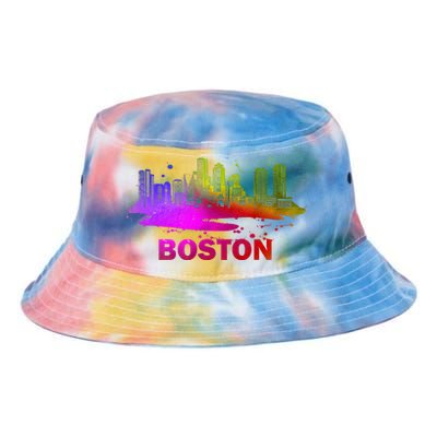 Colorful Boston Cityscape Boston Massachusetts Skyline Tie Dye Newport Bucket Hat