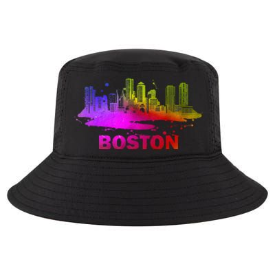 Colorful Boston Cityscape Boston Massachusetts Skyline Cool Comfort Performance Bucket Hat