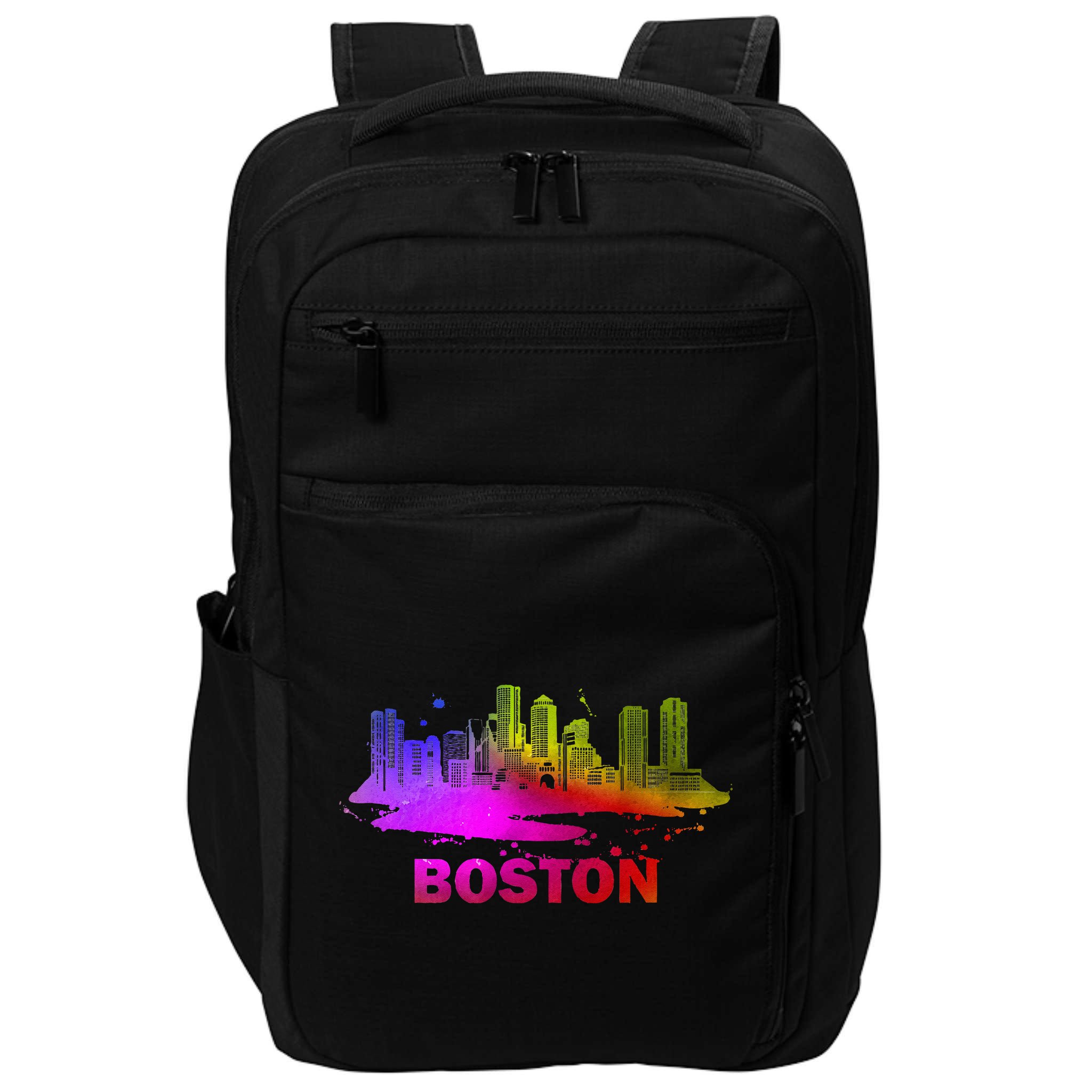 Colorful Boston Cityscape Boston Massachusetts Skyline Impact Tech Backpack
