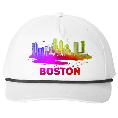 Colorful Boston Cityscape Boston Massachusetts Skyline Snapback Five-Panel Rope Hat