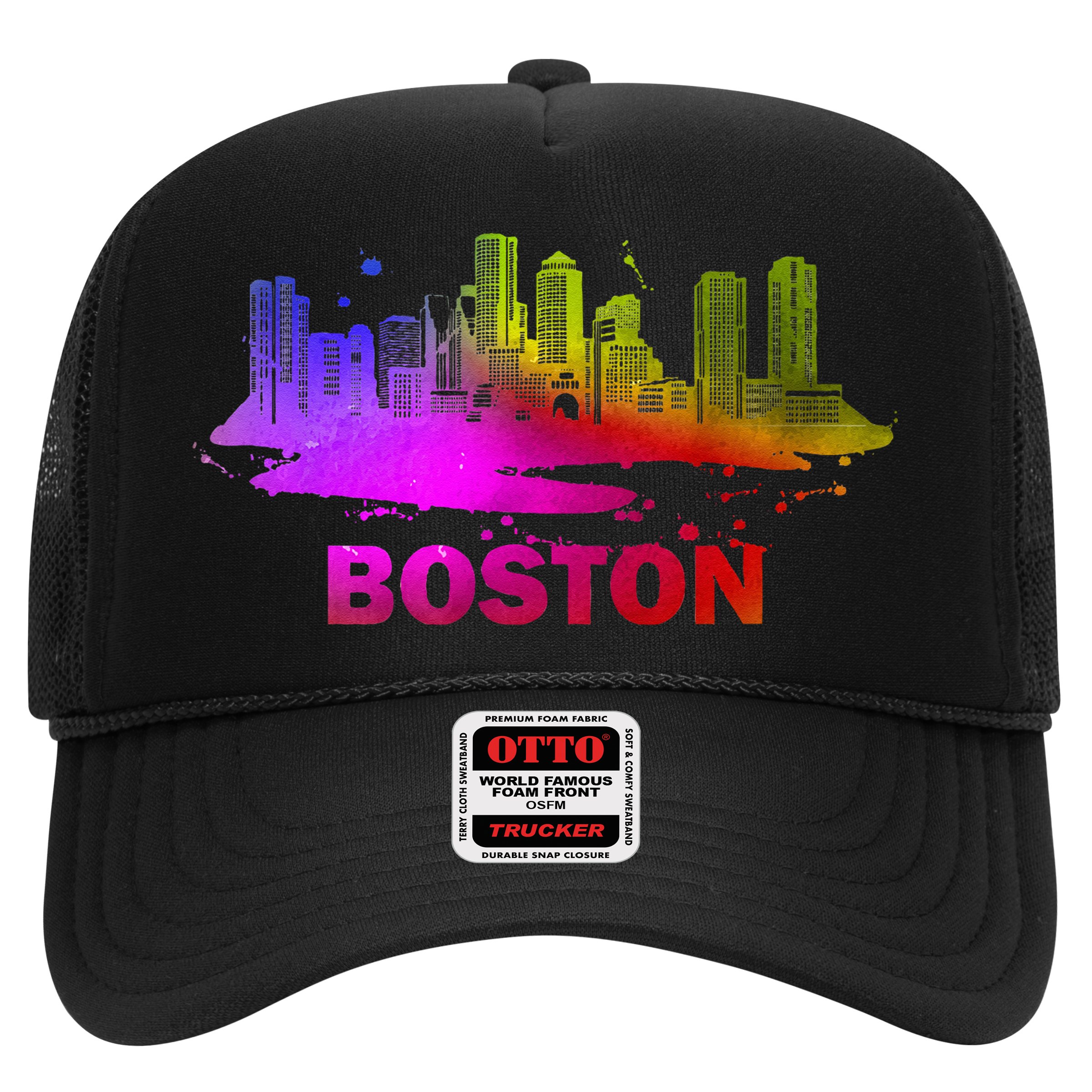 Colorful Boston Cityscape Boston Massachusetts Skyline Hat