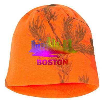 Colorful Boston Cityscape Boston Massachusetts Skyline Kati - Camo Knit Beanie