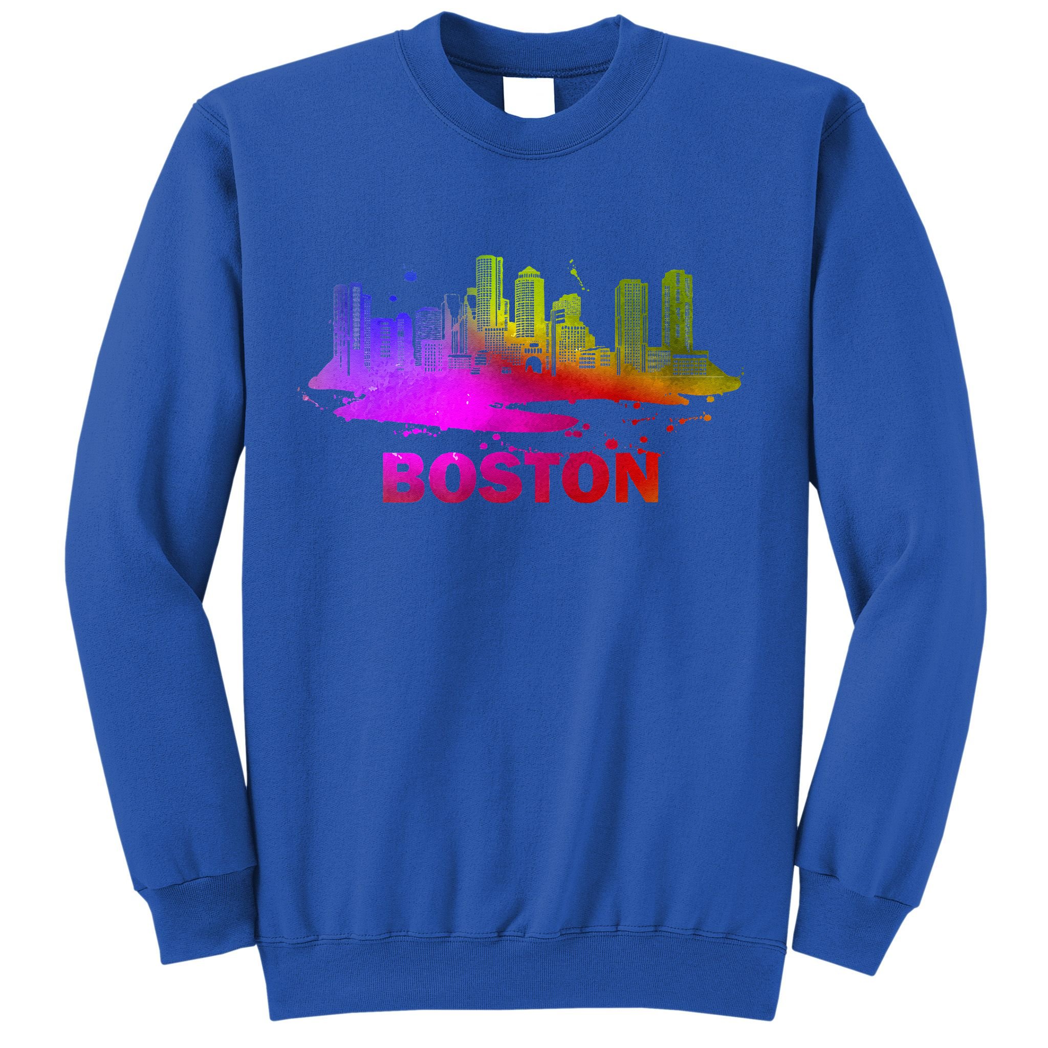 Colorful Boston Cityscape Boston Massachusetts Skyline Sweatshirt
