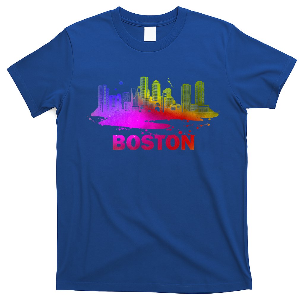 Colorful Boston Cityscape Boston Massachusetts Skyline T-Shirt
