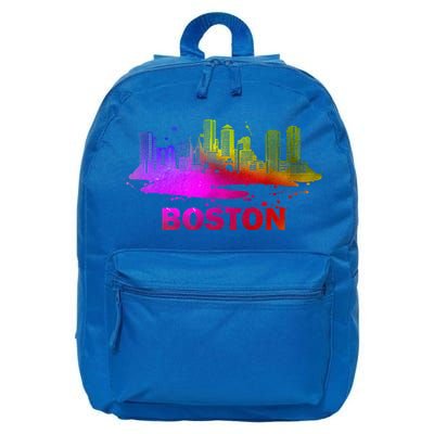 Colorful Boston Cityscape Boston Massachusetts Skyline 16 in Basic Backpack