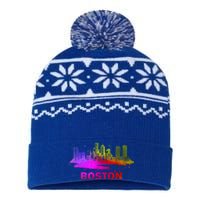 Colorful Boston Cityscape Boston Massachusetts Skyline USA-Made Snowflake Beanie