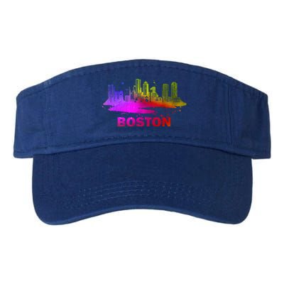 Colorful Boston Cityscape Boston Massachusetts Skyline Valucap Bio-Washed Visor