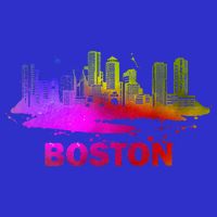 Colorful Boston Cityscape Boston Massachusetts Skyline Womens T-Shirt