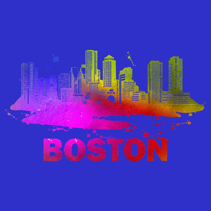 Colorful Boston Cityscape Boston Massachusetts Skyline Womens T-Shirt