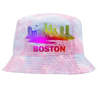 Colorful Boston Cityscape Boston Massachusetts Skyline Tie-Dyed Bucket Hat