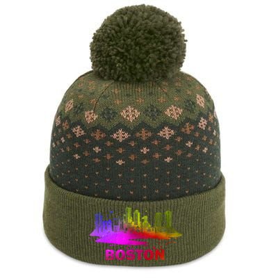 Colorful Boston Cityscape Boston Massachusetts Skyline The Baniff Cuffed Pom Beanie