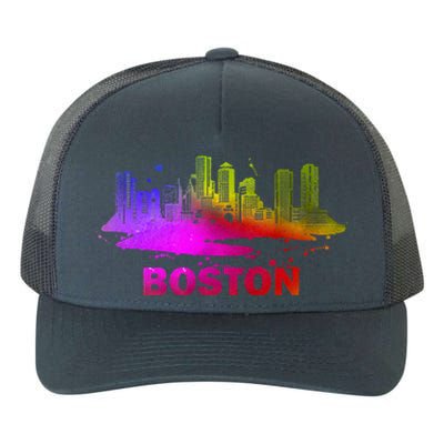 Colorful Boston Cityscape Boston Massachusetts Skyline Yupoong Adult 5-Panel Trucker Hat